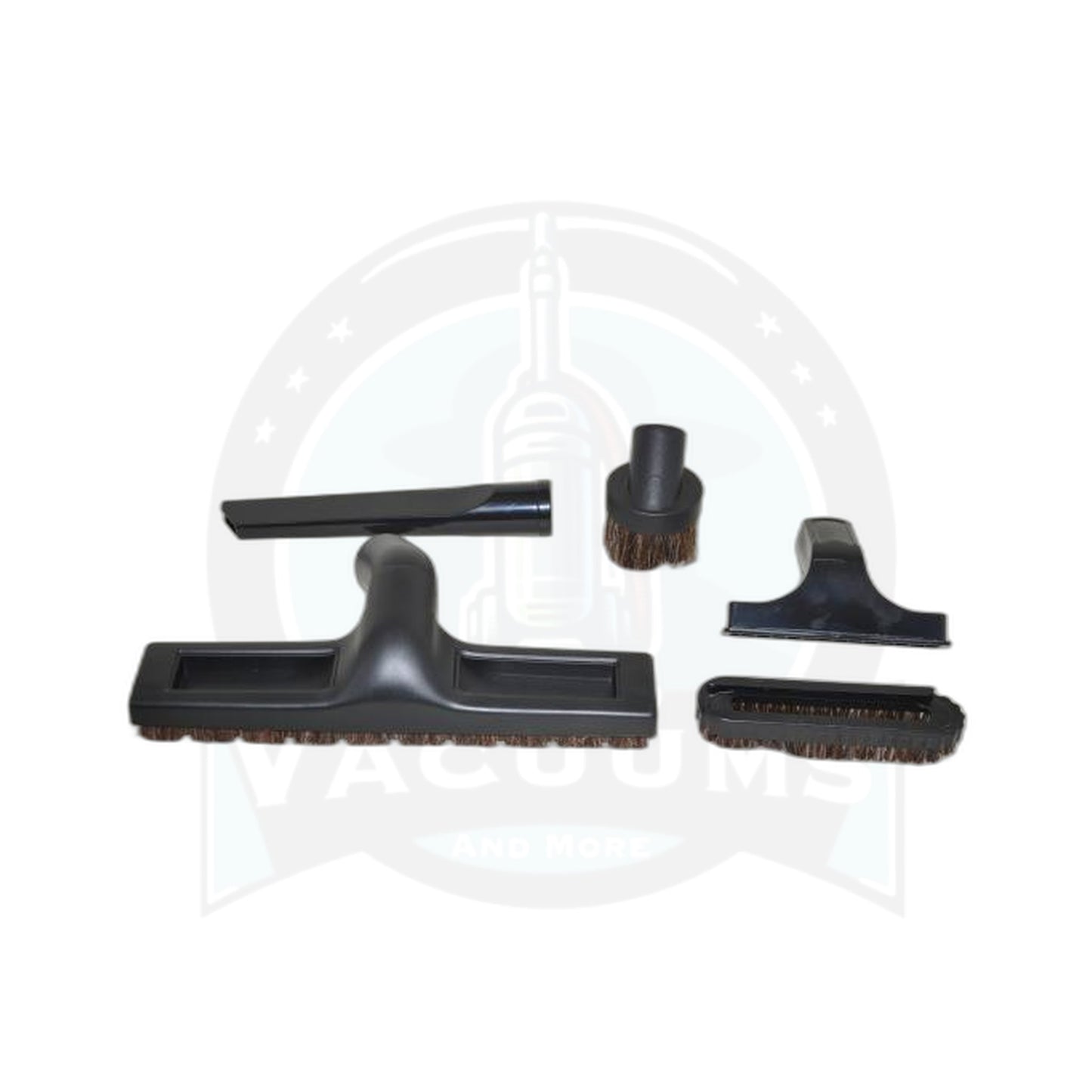 Black 5-Piece Attachment Kit (Floor Brush, Crevice, Dust Brush, Furniture Tool, Slide-On Brush) - Vacuums and More