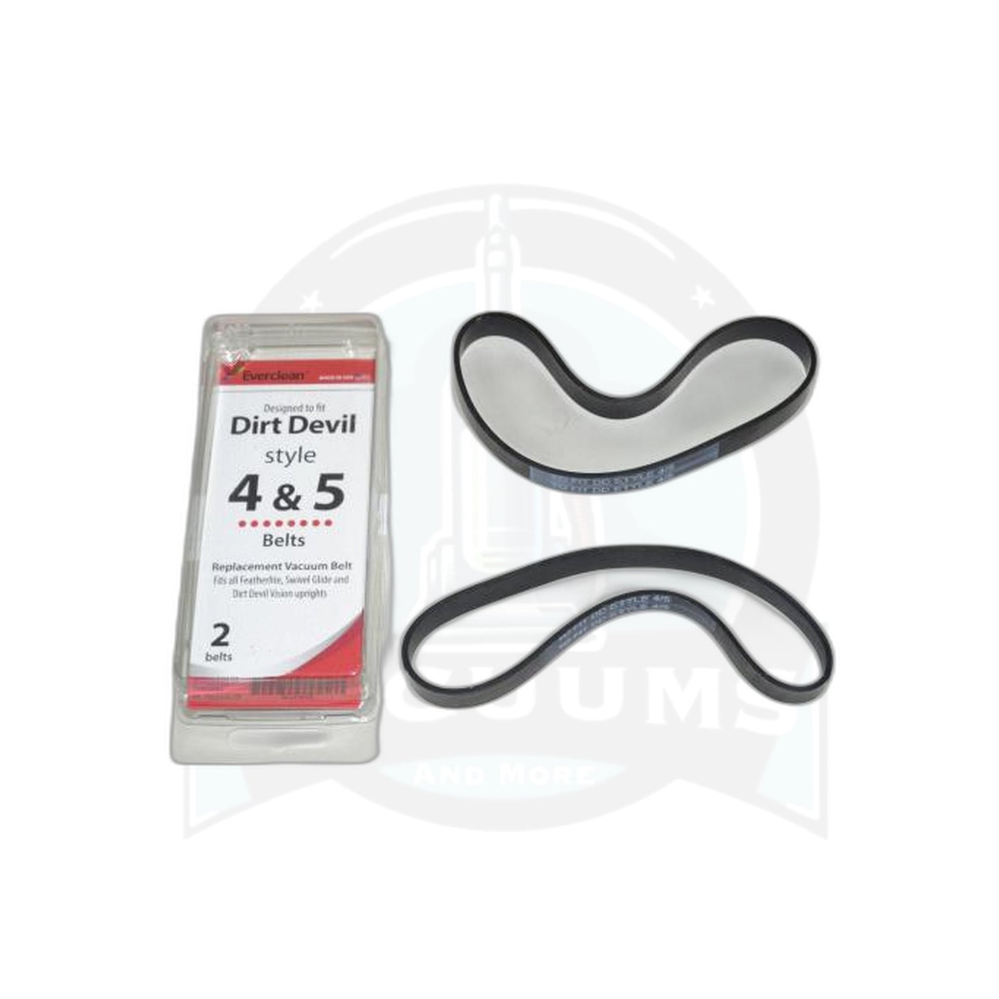 Dirt Devil Style 4 and 5 Belt (2 Pack) - Flat Vacuum Belt Replacement - Dirt Devil