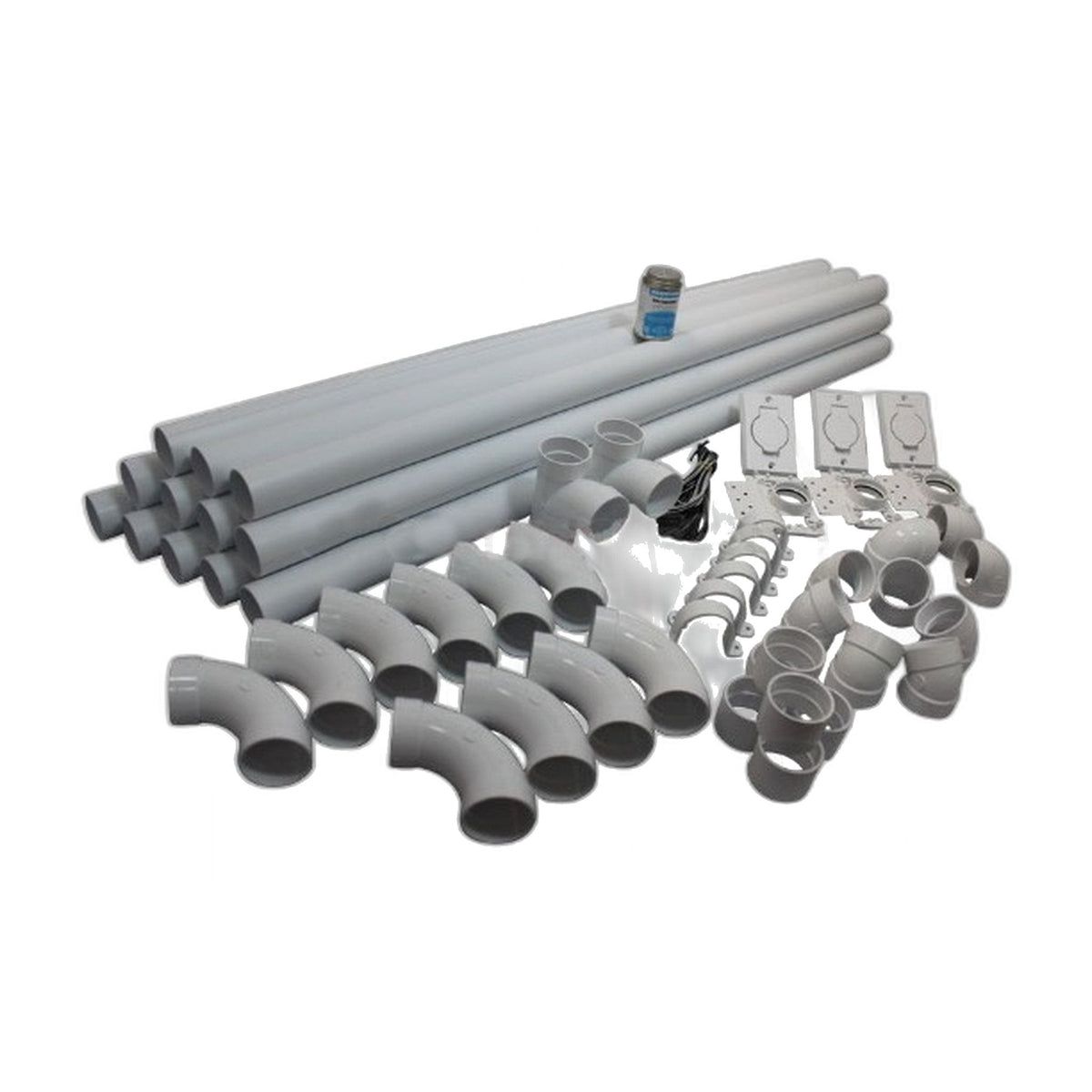 Johnny Vac Central Vacuum Installation Kit - Pipe, Low-Voltage Wire & 3 Inlets