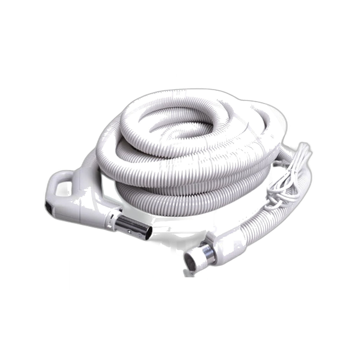 Plastiflex 30 ft Dual-Voltage Central Vacuum Hose with Pigtail, Grey