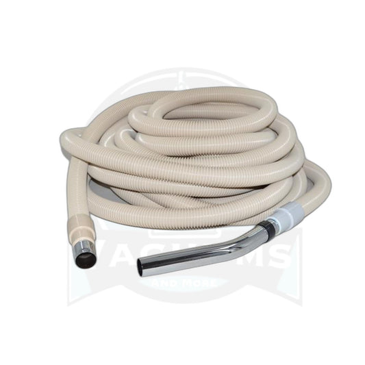Central Vacuum 50-Foot Non-Electric Hose Assembly - White with Metal Ends - Fit All