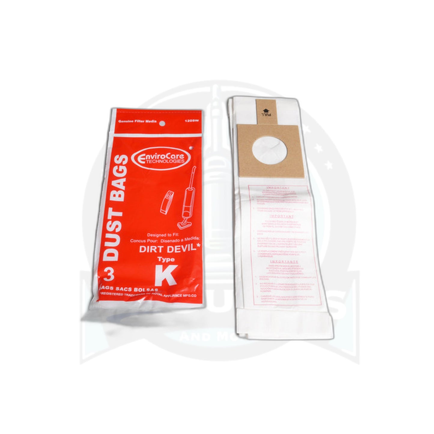 Dirt Devil Type K Stick Vac Allergy Vacuum Bags - 3 Pack - Dirt Devil