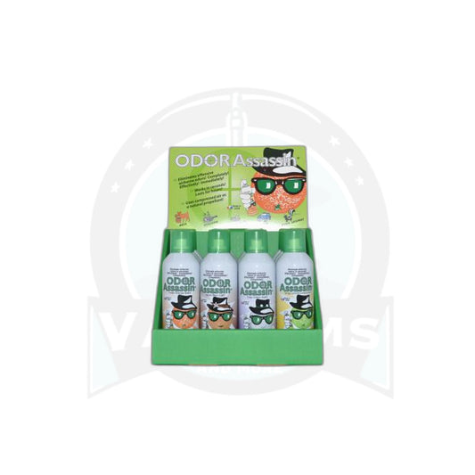 Odor Assassin Air Freshener Spray Cans - 12 Pack, 4 Scents (Orange, Lemon, Crisp Cotton, Vanilla Bean)