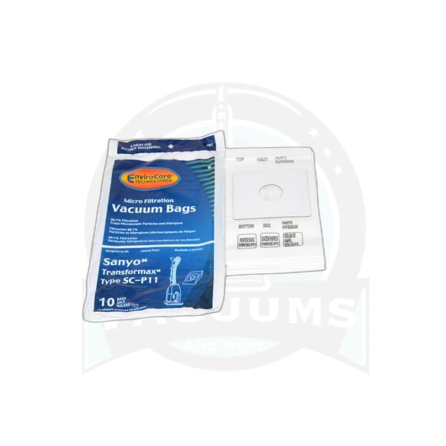 Sanyo Transformax Micro Broom Replacement Paper Bags - 10 Pack - Sanyo