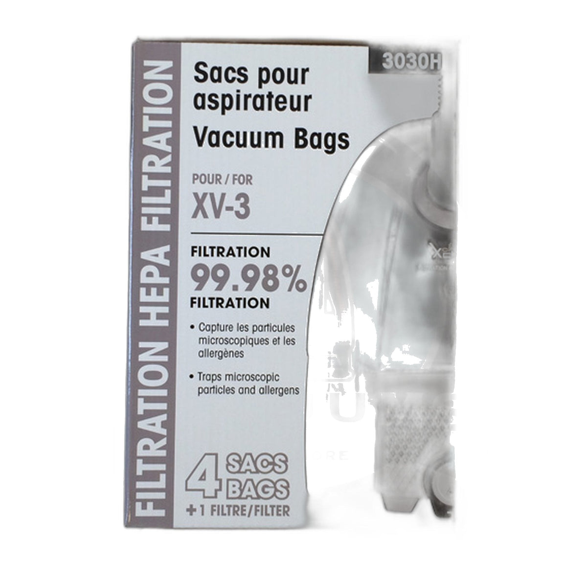 Johnny Vac XV3 Canister Allergen Bags 4-Pack + Filter