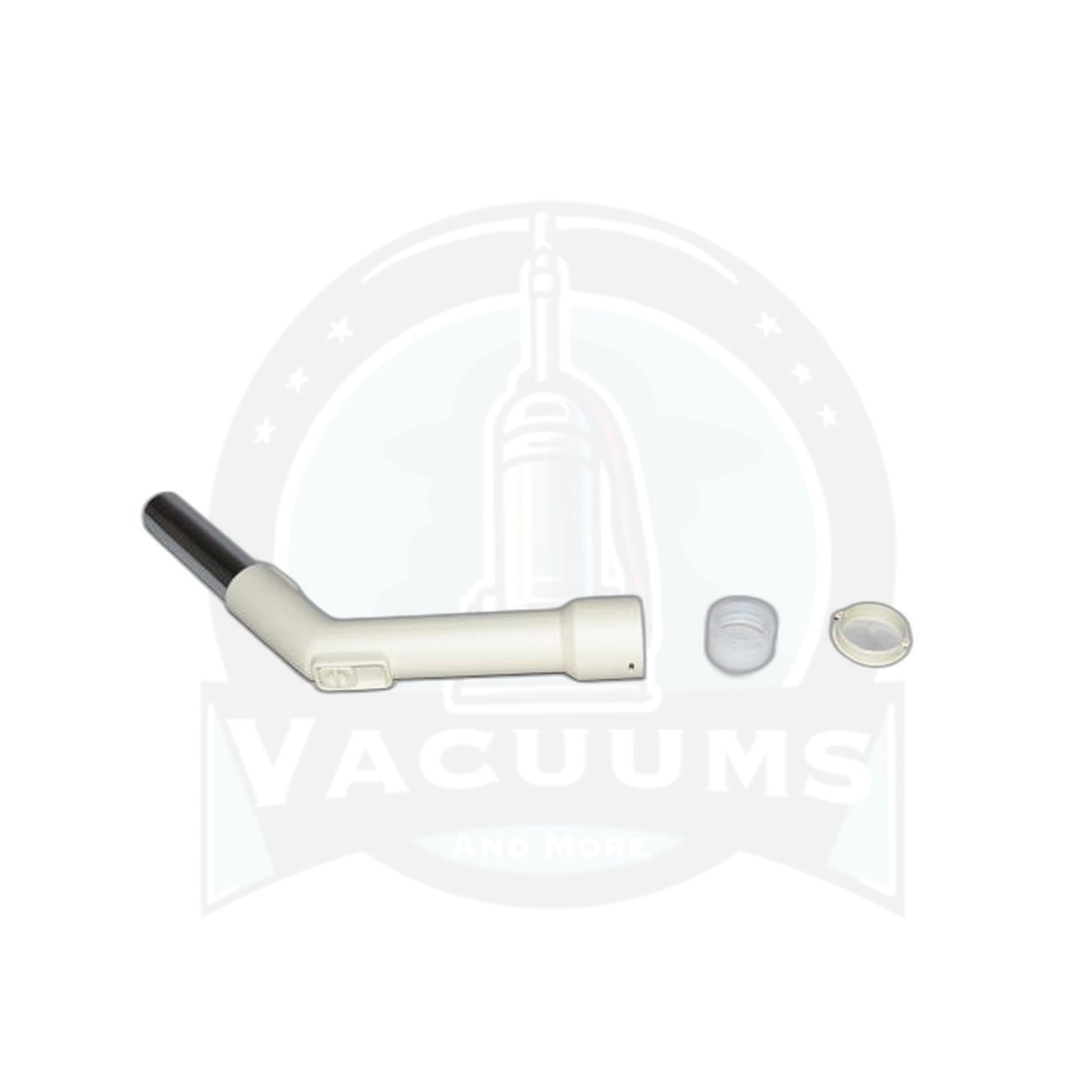Curved Hose End - 1.25 Inch Metal with Repair Kit, White - Vacuums and More