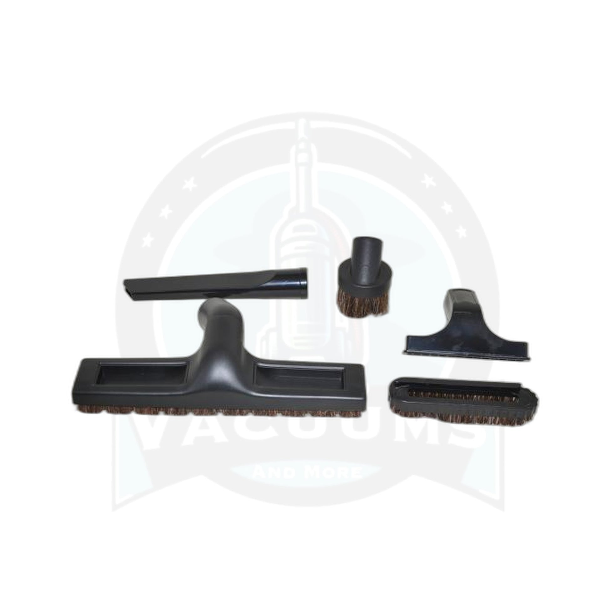 Black 5-Piece Attachment Kit (Floor Brush, Crevice, Dust Brush, Furniture Tool, Slide-On Brush) - Vacuums and More