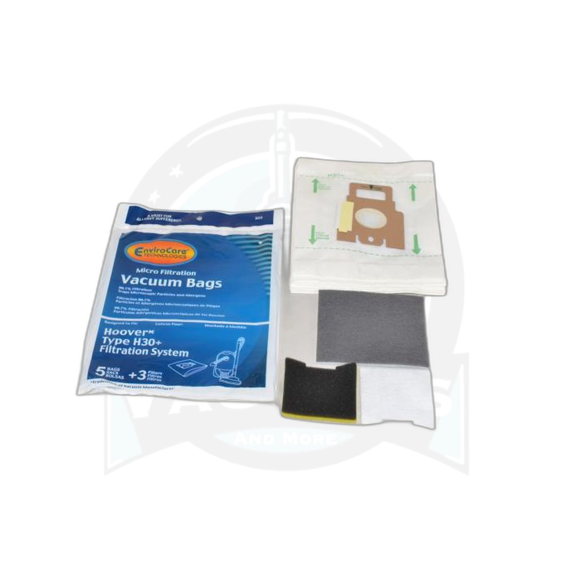 Canister Micro Paper Bags - Hoover H30 Plus - 5 Pack - Envirocare Replacement - Hoover
