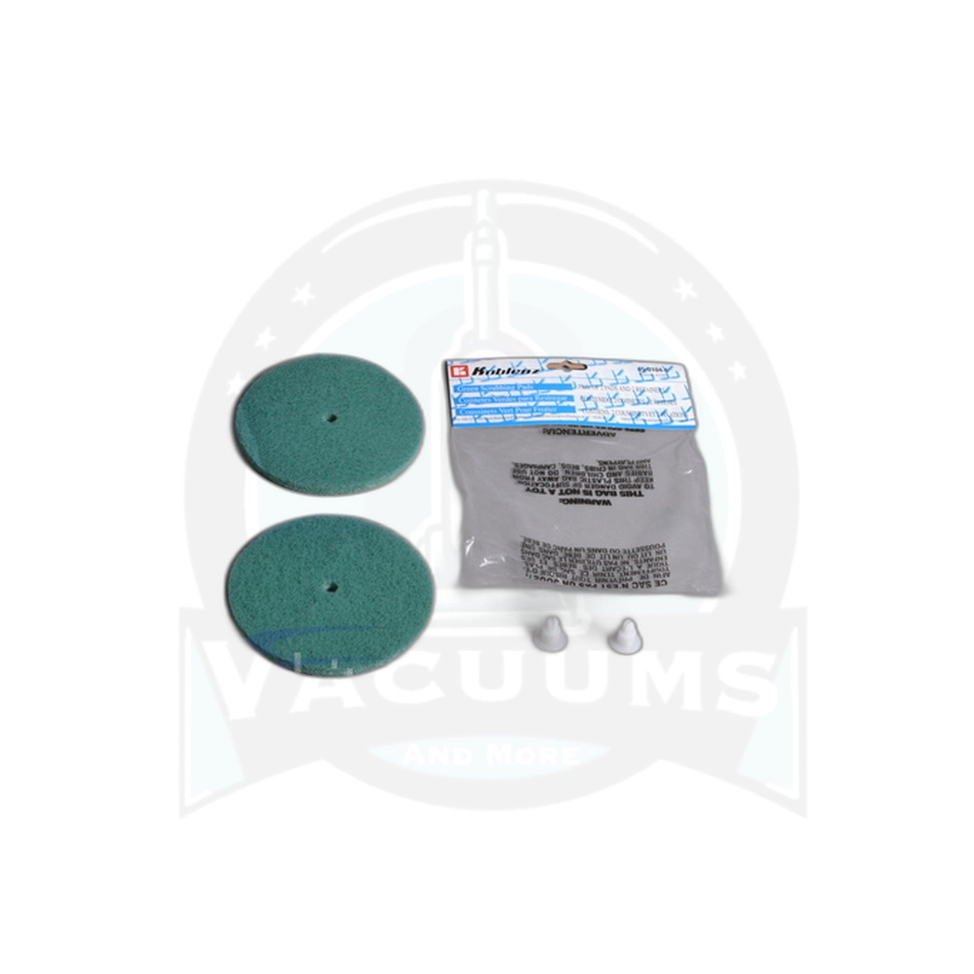 6" Green Scrubbing Pads with Retainer Clips - Koblenz / Regina / Kenmore, Pair - Regina
