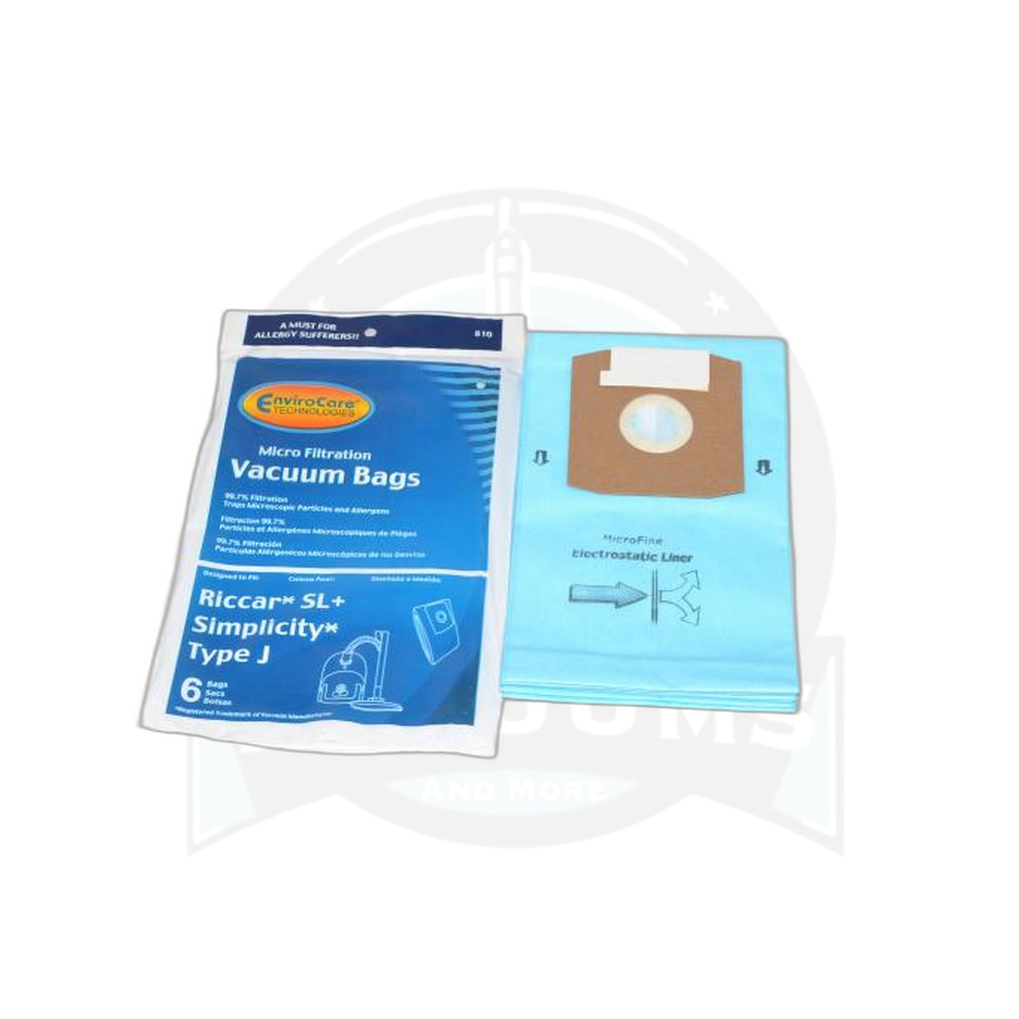 Riccar/Simplicity Type J Micro Filtration Paper Bags - 6 Pack - Riccar