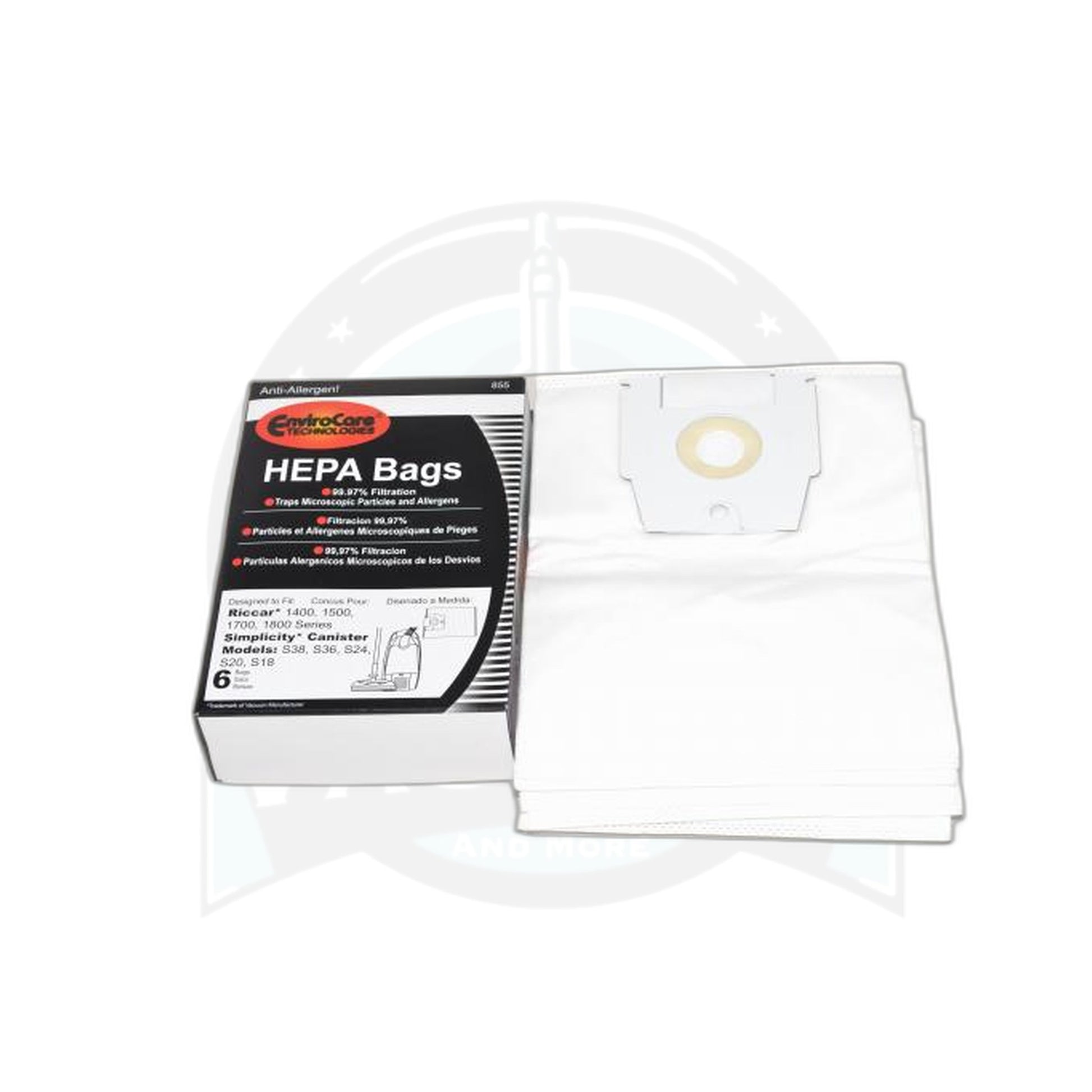 Riccar/Simplicity Allergen Paper Bags - Models 14 & 18, 6-Pack - Riccar