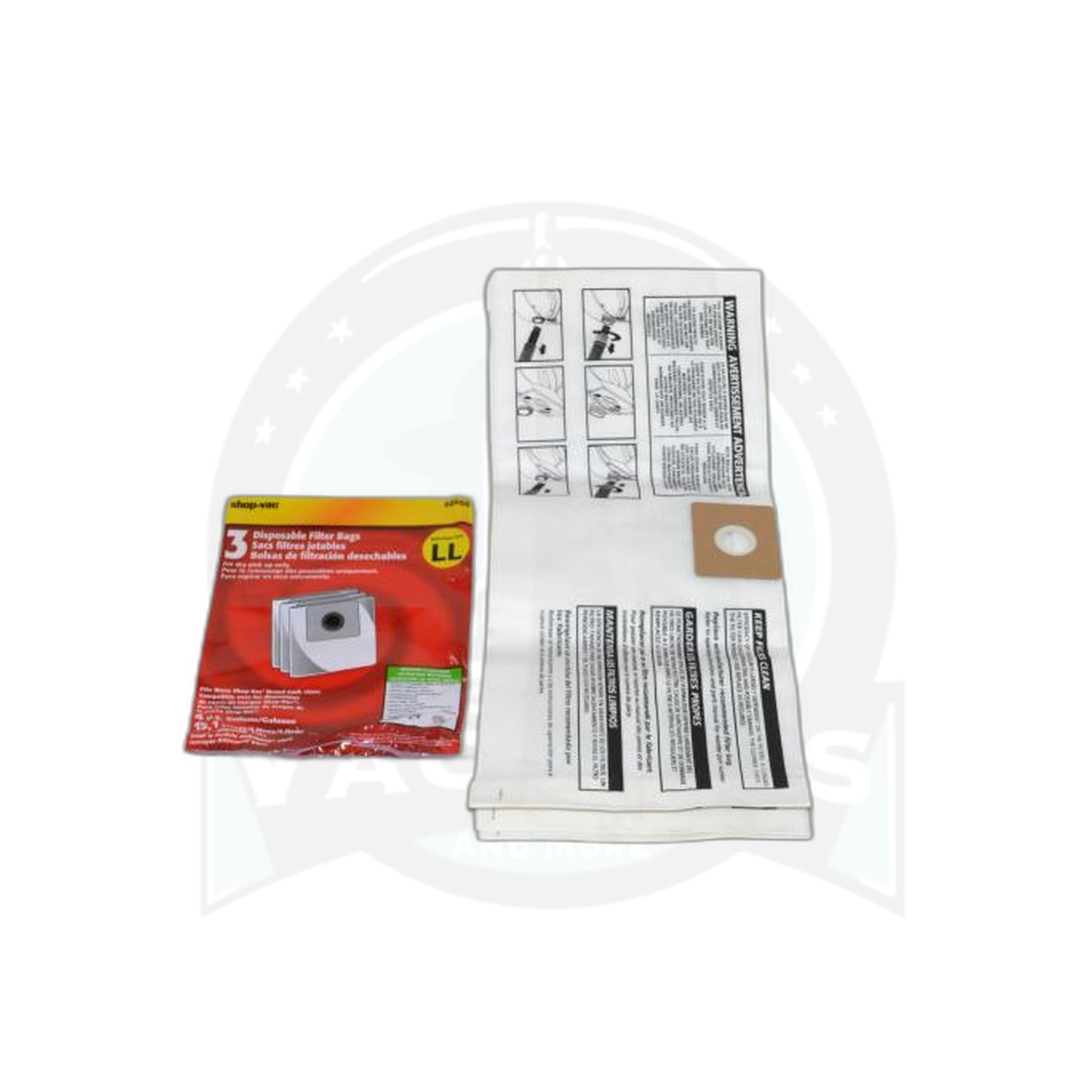 Type LL Paper Bags - Shop-Vac AllAround EZ, 4-Gallon (3-Pack) - Shop-Vac