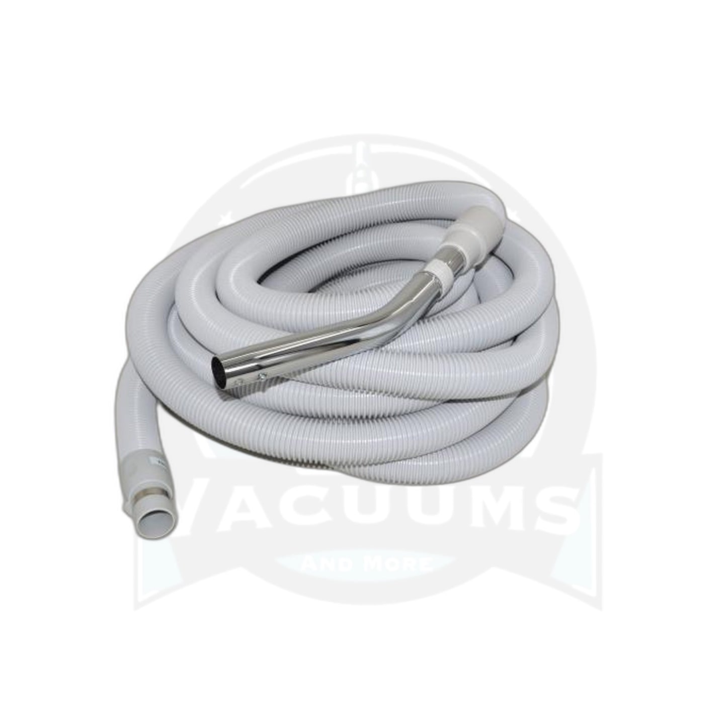 Central Vacuum 30 ft Non-Electric Hose - 1-3/8", Grey with Metal Tool End - Beam