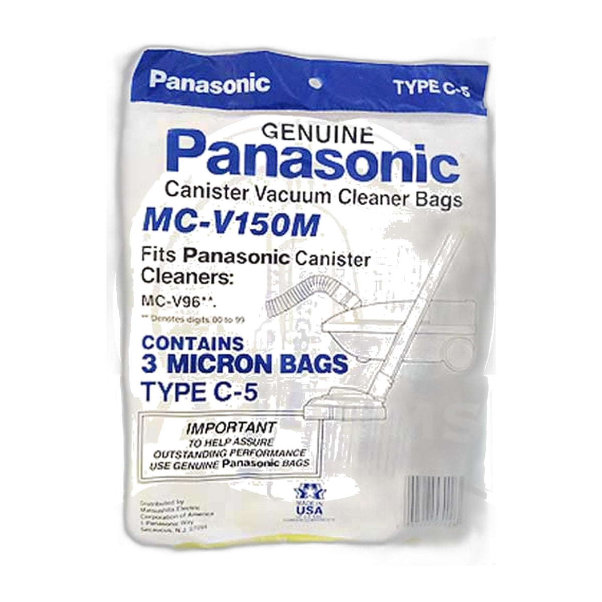 Panasonic Type C-5 Micron Paper Vacuum Bags (3-Pack)