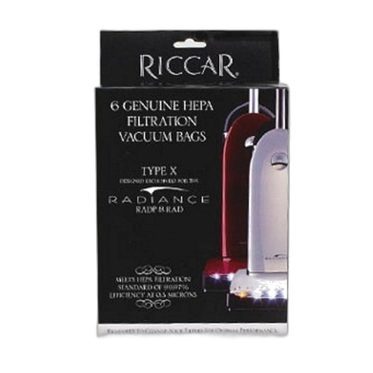 Riccar RXH-6 Type X Original Paper Bags for Radiance, 6-Pack
